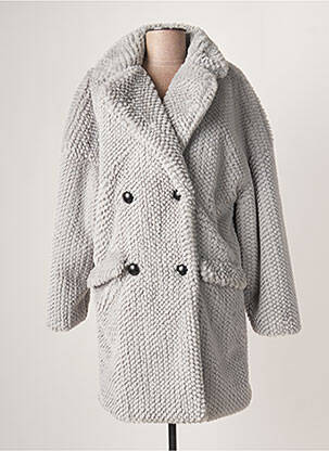 Manteau long coupe droite sans capuche gris LAUREN VIDAL femme