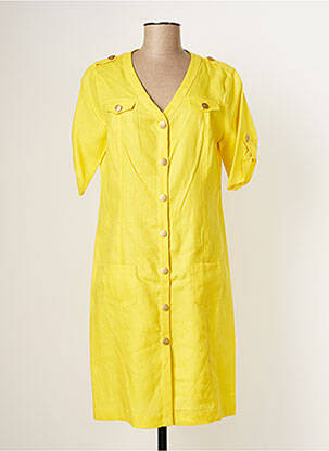 Robe mi-longue manches longues manches longues jaune PAUL BRIAL femme