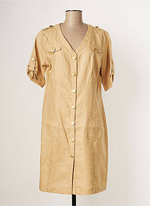 Robe mi-longue manches longues manches longues beige PAUL BRIAL femme