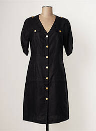 Robe mi-longue manches longues manches longues noir PAUL BRIAL femme