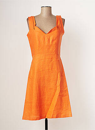 Robe mi-longue fermeture zippée au dos fines bretelles orange PAUL BRIAL femme