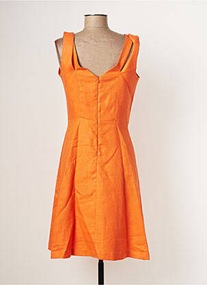 Robe mi-longue fermeture zippée au dos fines bretelles orange PAUL BRIAL femme