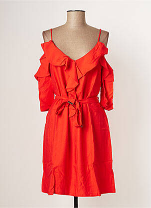 Robe courte coupe cintrée fines bretelles orange PAUL BRIAL femme