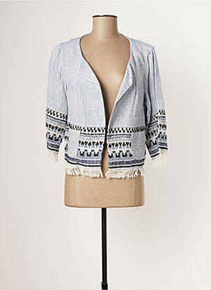 Veste casual col rond bleu PAUL BRIAL femme