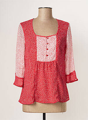 Blouse légère et transparente manches 3/4 rouge PAUL BRIAL femme