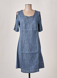 Robe mi-longue manches courtes manches courtes bleu MALOKA femme