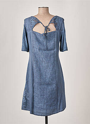 Robe mi-longue manches courtes manches courtes bleu MALOKA femme