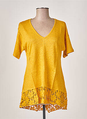 Top stretch manches courtes jaune MALOKA femme