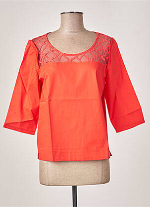 Top col rond manches 3/4 rouge MALOKA femme
