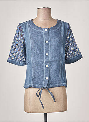 Chemisier coupe droite manches courtes bleu MALOKA femme