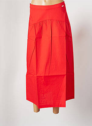 Jupe mi-longue coupe évasée rouge MALOKA femme