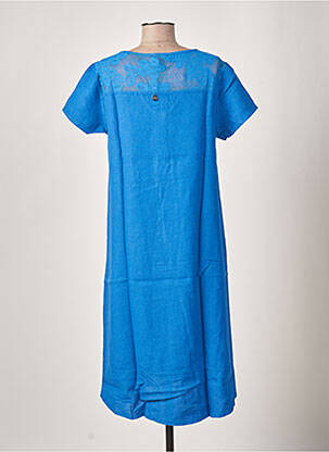 Robe mi-longue manches courtes manches courtes bleu MALOKA femme
