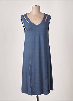 Robe mi-longue coupe fluide sans manche bleu MALOKA femme