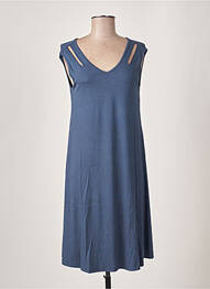 Robe mi-longue coupe fluide sans manche bleu MALOKA femme