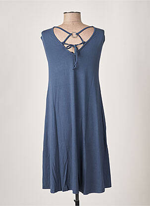 Robe mi-longue coupe fluide sans manche bleu MALOKA femme