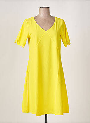 Robe mi-longue manches courtes manches courtes jaune MALOKA femme