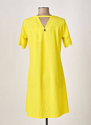 Robe mi-longue manches courtes manches courtes jaune MALOKA femme