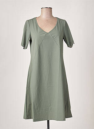 Robe mi-longue manches courtes manches courtes vert MALOKA femme