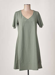 Robe mi-longue manches courtes manches courtes vert MALOKA femme