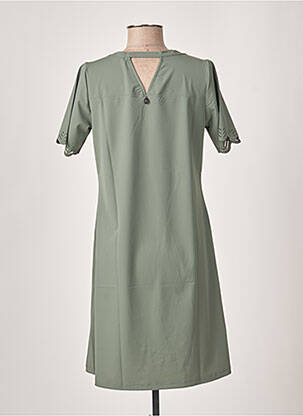 Robe mi-longue manches courtes manches courtes vert MALOKA femme