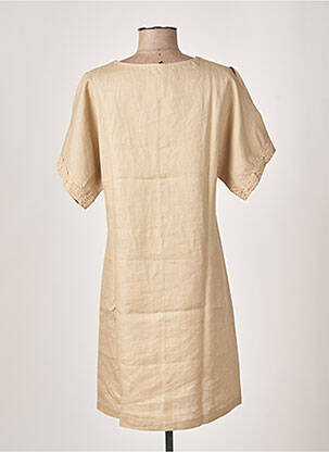 Robe mi-longue manches courtes manches courtes beige MALOKA femme