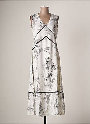 Robe longue imprimé fantaisie sans manche blanc MALOKA femme