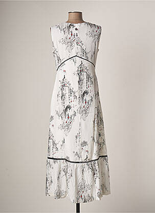 Robe longue imprimé fantaisie sans manche blanc MALOKA femme