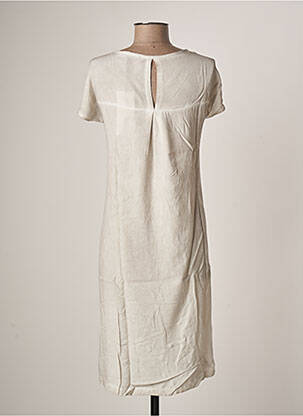 Robe mi-longue manches courtes manches courtes beige MALOKA femme