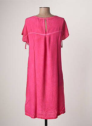 Robe mi-longue manches courtes manches courtes rose MALOKA femme