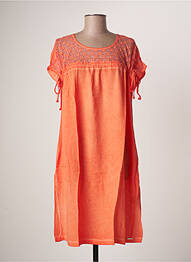 Robe mi-longue manches courtes manches courtes orange MALOKA femme