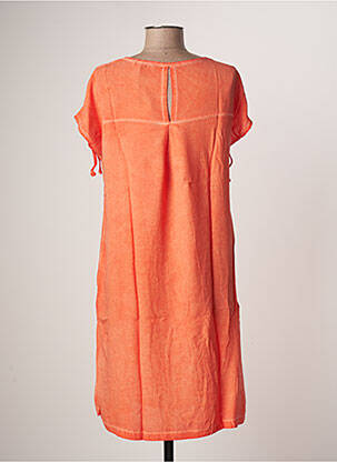 Robe mi-longue manches courtes manches courtes orange MALOKA femme
