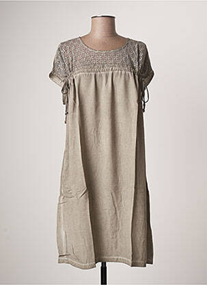 Robe mi-longue manches courtes manches courtes gris MALOKA femme