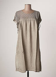 Robe mi-longue manches courtes manches courtes gris MALOKA femme