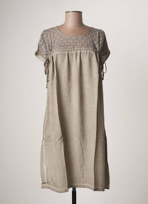 Robe mi-longue gris MALOKA pour femme