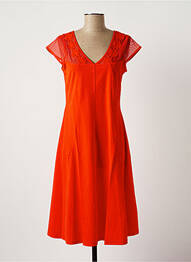 Robe mi-longue manches courtes manches courtes orange MALOKA femme