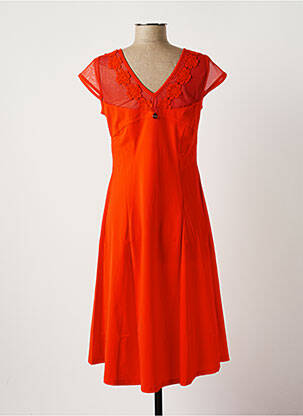 Robe mi-longue manches courtes manches courtes orange MALOKA femme