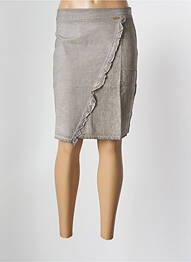 Jupe mi-longue fermeture zip latéral gris MALOKA femme