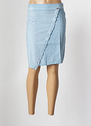 Jupe mi-longue fermeture zip latéral bleu MALOKA femme