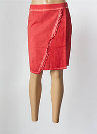 Jupe mi-longue fermeture zip latéral rouge MALOKA femme