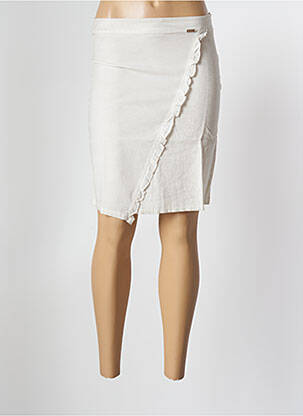 Jupe mi-longue fermeture zip latéral beige MALOKA femme