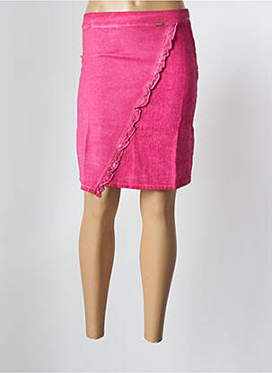 Jupe mi-longue fermeture zip latéral rose MALOKA femme