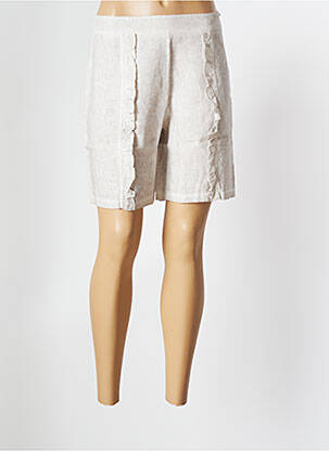 Bermuda tissage popeline taille normale beige MALOKA femme