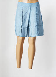 Bermuda tissage popeline taille normale bleu MALOKA femme