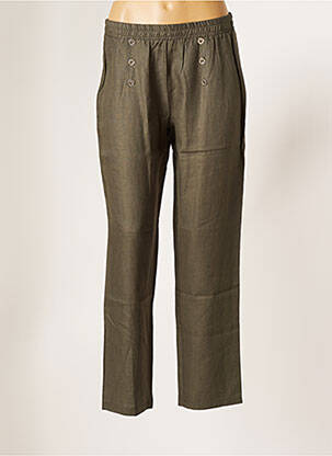 Pantalon droit taille élastique taille normale vert MALOKA femme