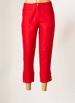 Pantalon 7/8 fermeture zippée sous rabat boutonné taille normale rouge MALOKA femme