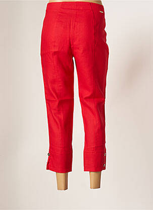 Pantalon 7/8 fermeture zippée sous rabat boutonné taille normale rouge MALOKA femme