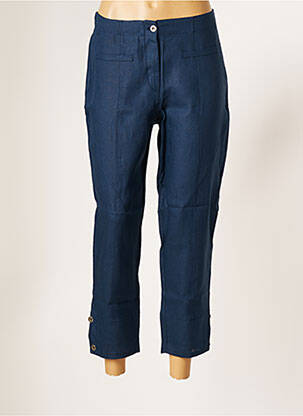 Pantalon 7/8 fermeture zippée sous rabat boutonné taille normale bleu MALOKA femme