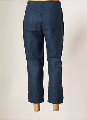 Pantalon 7/8 fermeture zippée sous rabat boutonné taille normale bleu MALOKA femme