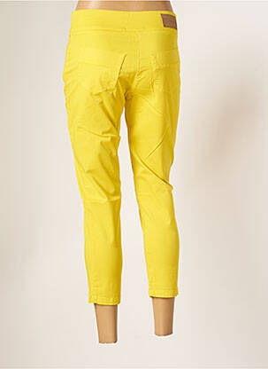 Pantacourt stretch taille normale jaune MALOKA femme