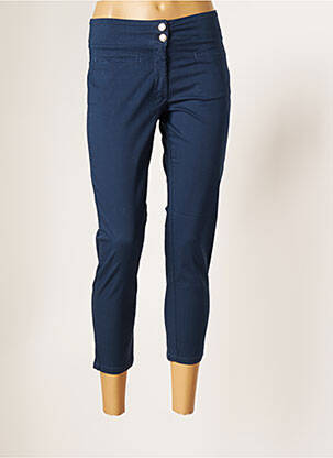 Pantacourt stretch taille normale bleu MALOKA femme